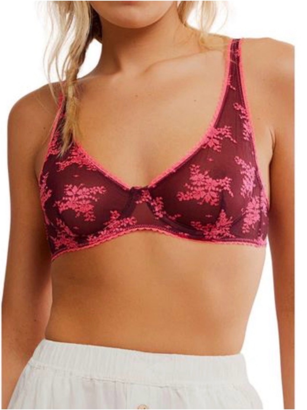 Free People Talk About It Mesh Underwire Bra 32DD